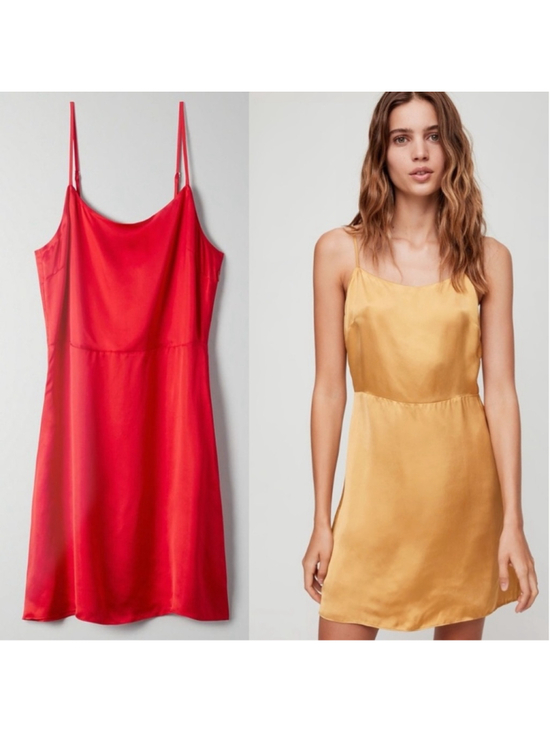 Wilfred Dresses & Skirts - Aritzia Wilfred Red Isabelle Satin Mini Dress Mid-Thigh Size 2